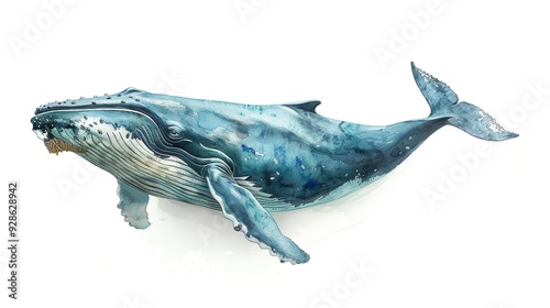 side view of big blue whale isolated on transparent background ,whale png ,generative ai