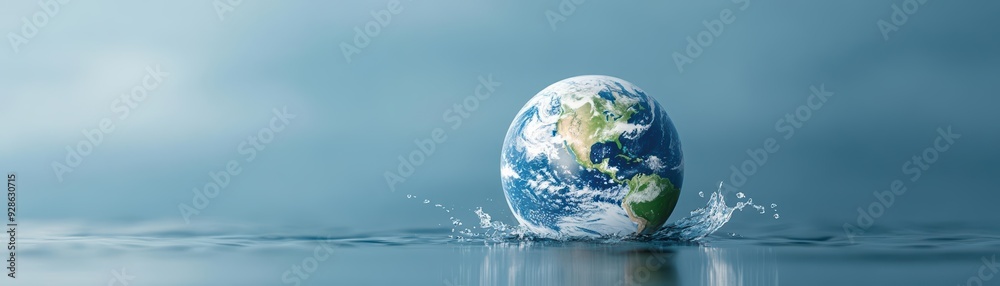A serene view of Earth emerging from water, symbolizing nature and environmental beauty. A serene view of Earth emerging from water, symbolizing nature and environmental beauty.