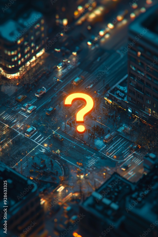 A glowing question mark icon hovering over a crossroads, representing a difficult decision or choice. A glowing question mark icon hovering over a crossroads, representing a difficult decision or choice.