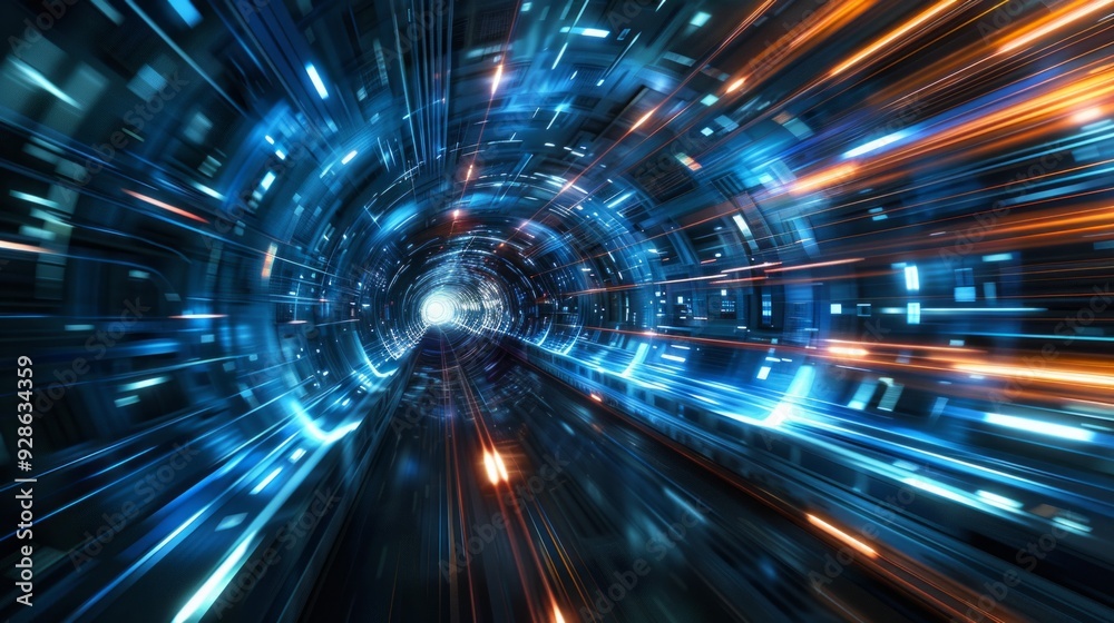 hyperspace tunnel with tech elements background hyperspace tunnel with tech elements background