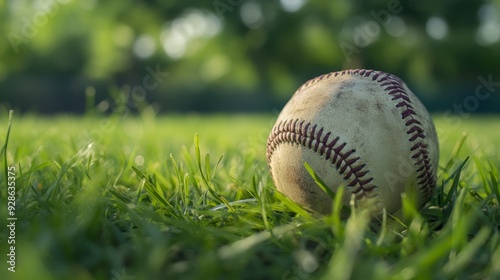 Wallpaper Mural Closeup a baseball ball sport on green grass with blur background Torontodigital.ca