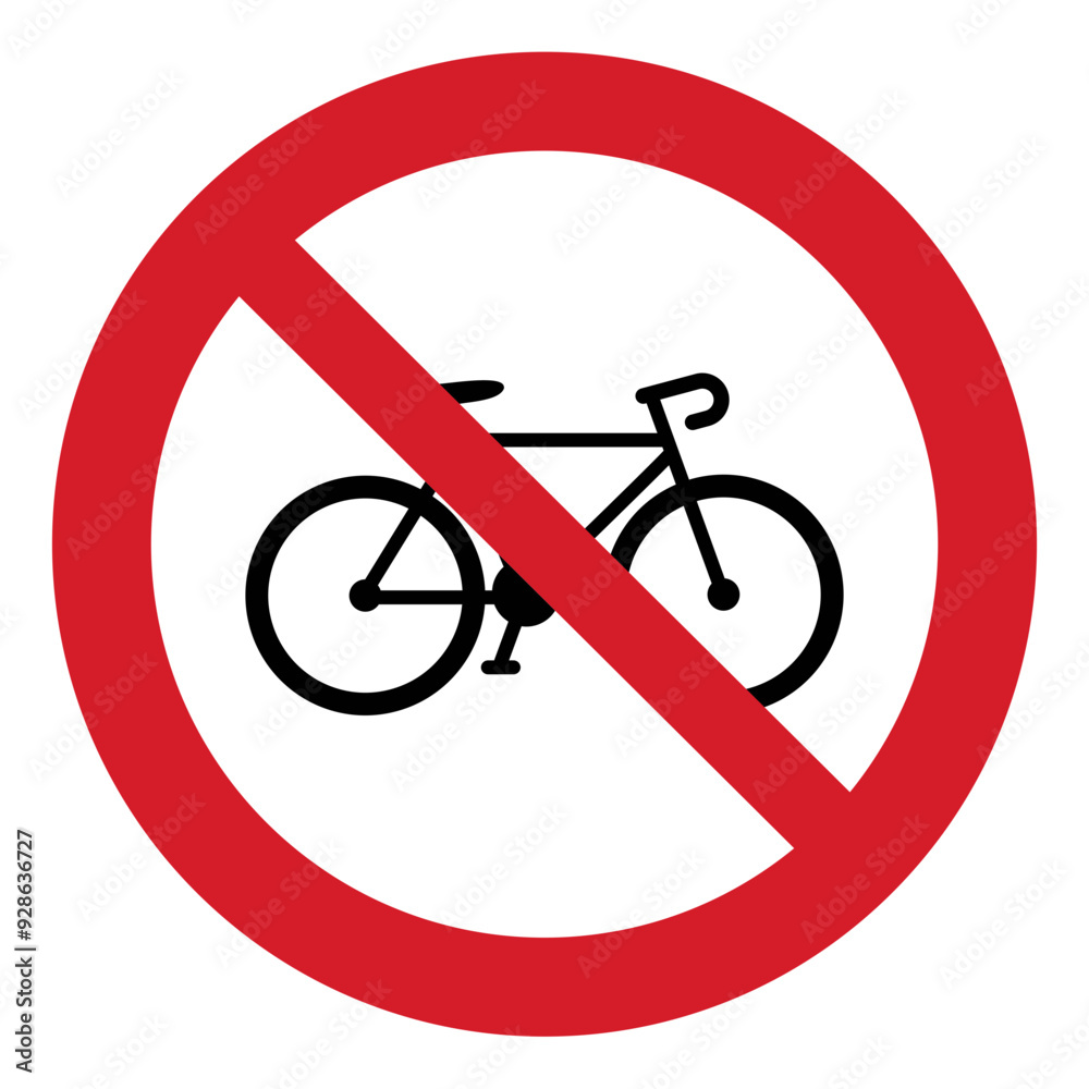 ISO prohibition safety signs_no bicycles symbol and pictogram only size 1 x 1 round shape ISO prohibition safety signs_no bicycles symbol and pictogram only size 1 x 1 round shape