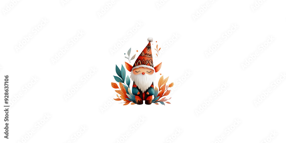 A cheerful gnome with a colorful hat surrounded by autumn leaves, exuding a warm and cozy vibe. A cheerful gnome with a colorful hat surrounded by autumn leaves, exuding a warm and cozy vibe.
