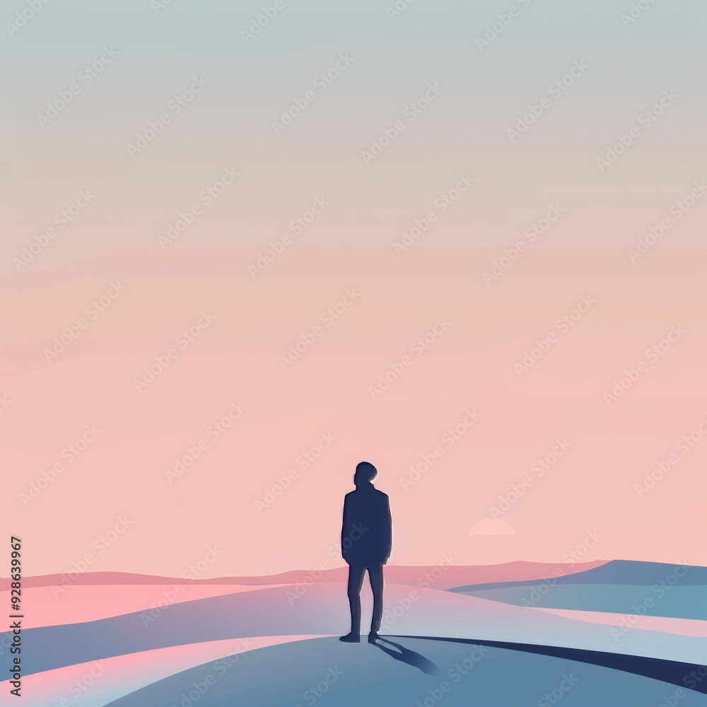Main minimalistic background person stands alone Main minimalistic background person stands alone