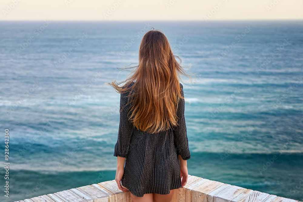 Fototapeta premium 海を見つめる女性