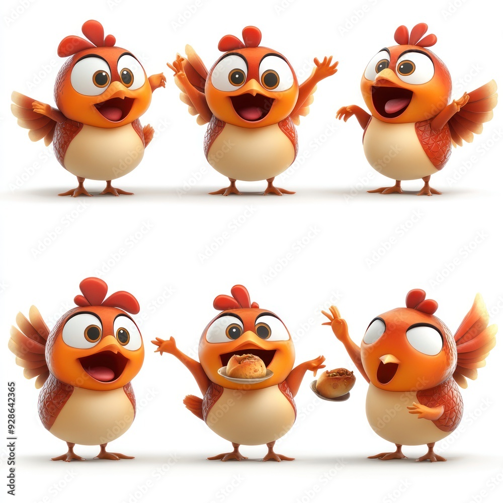A collection of cartoon birds displaying various cheerful emotions and actions. A collection of cartoon birds displaying various cheerful emotions and actions.