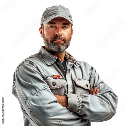 Smiling man portrait, casual clothing, handsome expression, looking confident. Worker on isolated background 