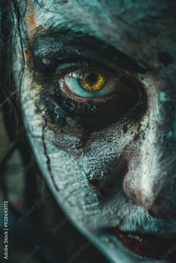 A detailed shot of someone's face with makeup applied, suitable for beauty or tutorial content A detailed shot of someone's face with makeup applied, suitable for beauty or tutorial content