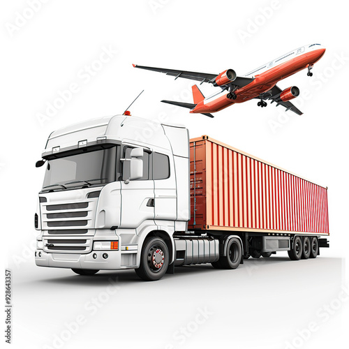Logistics Background. Plane and Truck Isolated 
