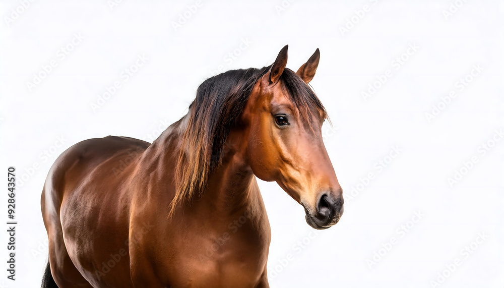 Obraz premium bay horse white background