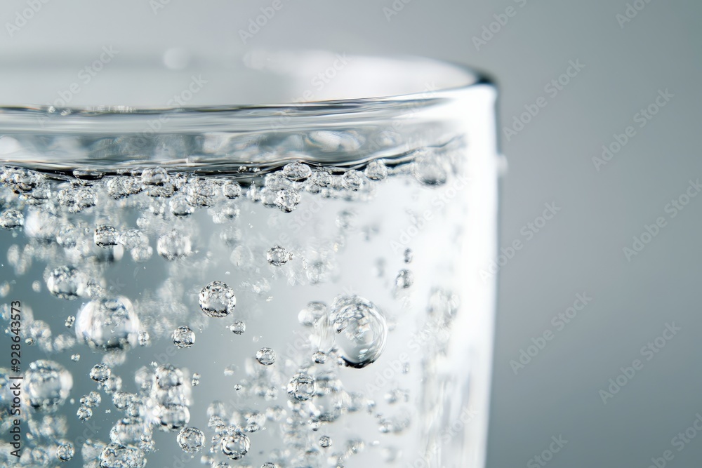 Close-up shot of a glass with sparkling water, showcasing bubbles rising in clear liquid, perfect for refreshing drink concepts. Close-up shot of a glass with sparkling water, showcasing bubbles rising in clear liquid, perfect for refreshing drink concepts.