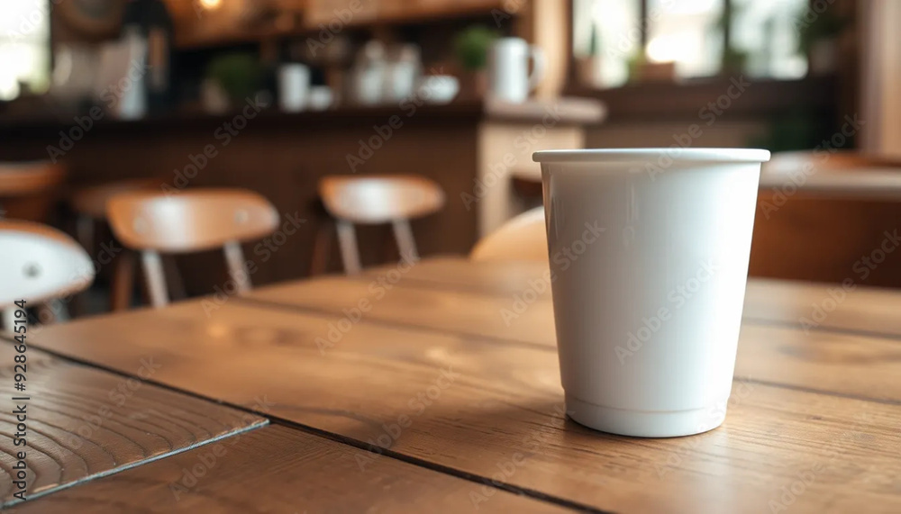 cup of coffee on wooden table, blank white cup, close up view, cafe cup of coffee on wooden table, blank white cup, close up view, cafe