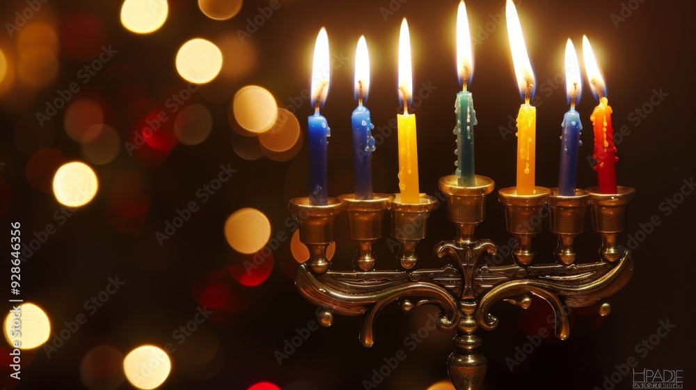 Hanukkah menorah candles background illustration generated by ai Hanukkah menorah candles background illustration generated by ai