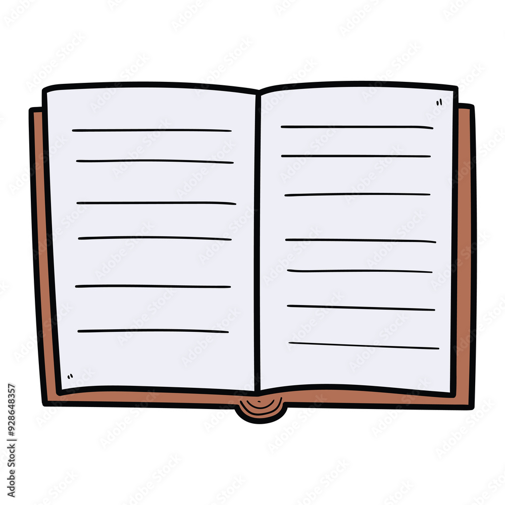 Hand drawn cartoon open book on white background. Hand drawn cartoon open book on white background.