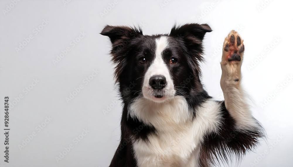 border collie giving high five white background border collie giving high five white background
