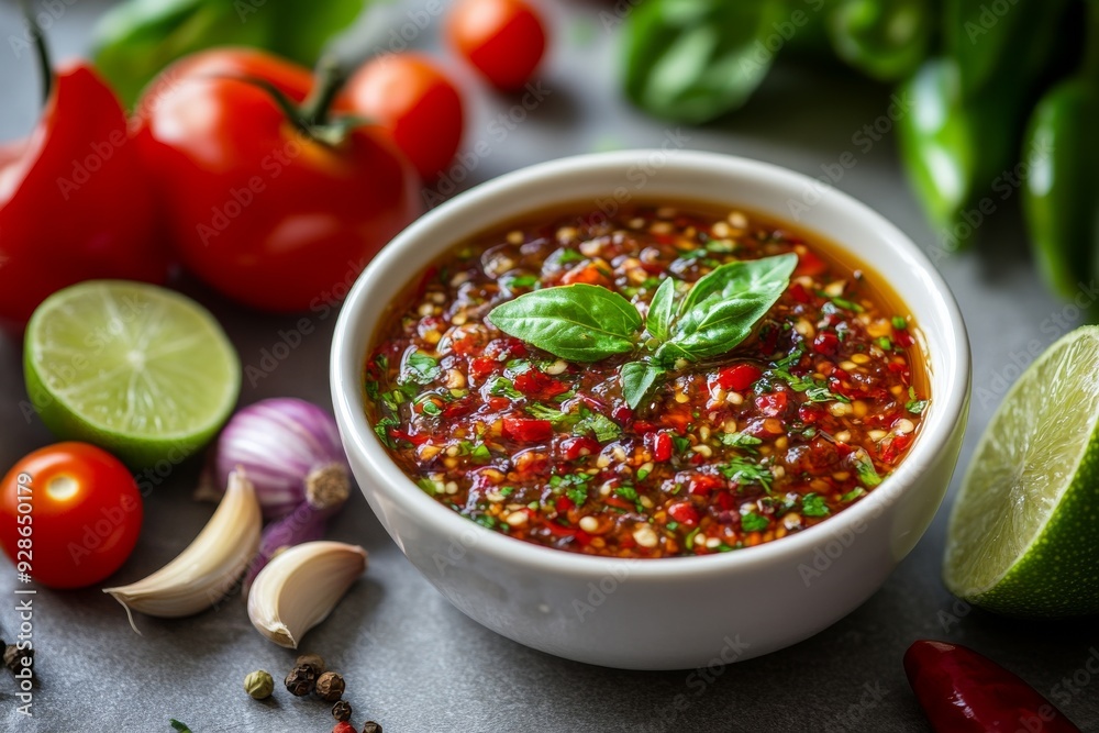 Chili Sauce, A spicy chili paste made from red or green chilies, tomatoes, shallots, garlic, and lime juice. It's used as a condiment and can be very spicy. Chili Sauce, A spicy chili paste made from red or green chilies, tomatoes, shallots, garlic, and lime juice. It's used as a condiment and can be very spicy.