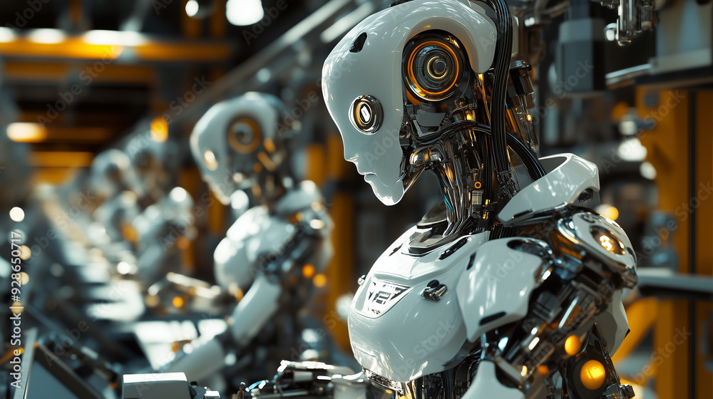 AI-Enhanced Automated Assembly Line Producing Advanced Robotics with Precision and Efficiency in a High-Tech Manufacturing Environment AI-Enhanced Automated Assembly Line Producing Advanced Robotics with Precision and Efficiency in a High-Tech Manufacturing Environment