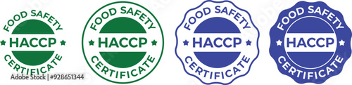 HACCP certified badge. Certificate round stamp. Hazard analysis and Critical Control Points emblem. Food safety system. Quality warranty icon isolated on white background. Vector illustration. 