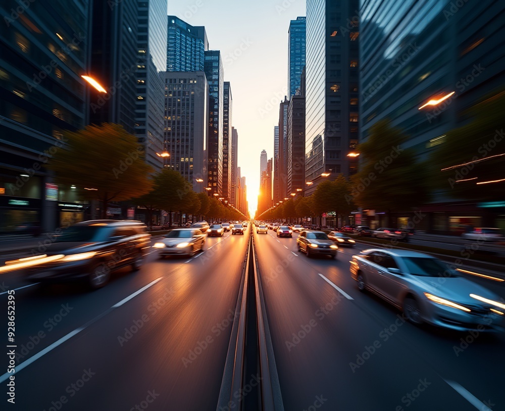Fototapeta premium Urban Rush Hour: Capturing the Chaos and Beauty of a Busy City
