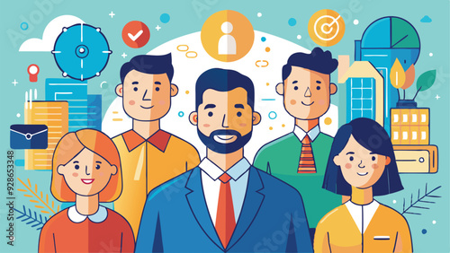 A vector illustration of a diverse group of people standing together, representing inclusivity and community. The characters should vary in age, ethnicity, and style, with a modern and friendly appear