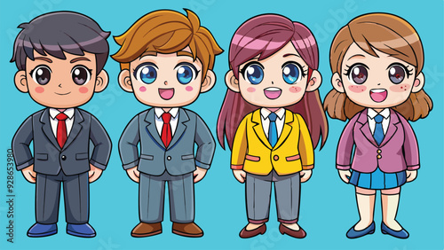 A vector illustration of a diverse group of people standing together, representing inclusivity and community. The characters should vary in age, ethnicity, and style, with a modern and friendly appear