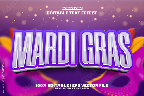 Mardi Gras editable text effect in new modern trend style