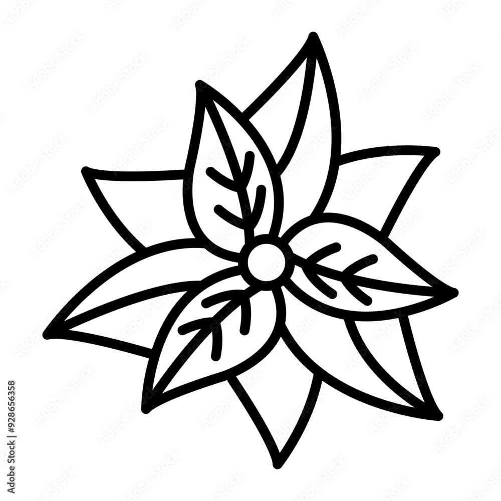 Poinsettia line icon Poinsettia line icon