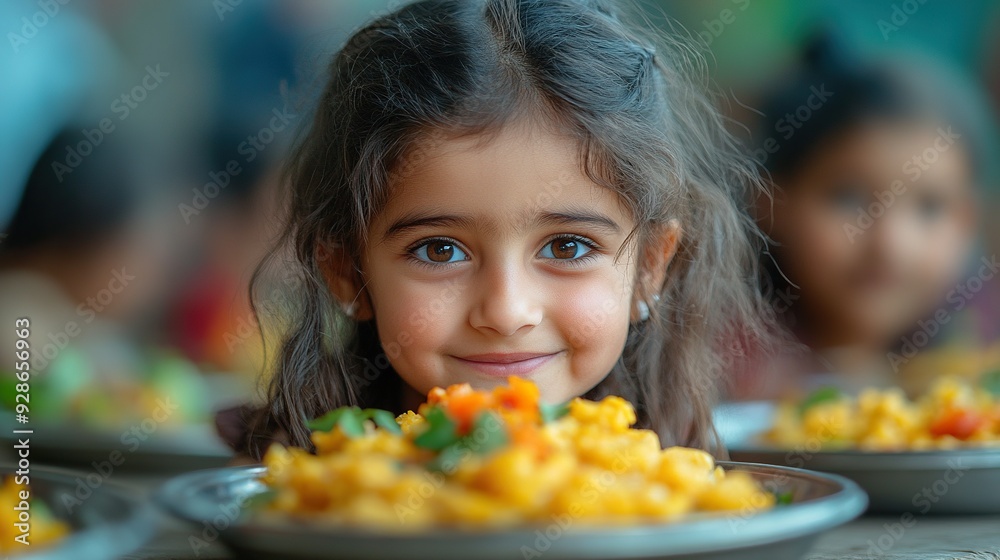 girls in a small school eating lunch in the canteen girls in a small school eating lunch in the canteen