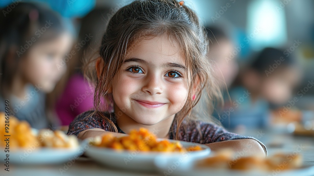 girls in a small school eating lunch in the canteen girls in a small school eating lunch in the canteen