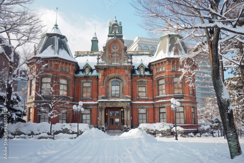 Former Hokkaido Government Office in winter Sapporo Japan