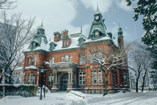 Former Hokkaido Government Office in winter Sapporo Japan