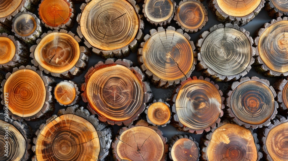 Wood stumps piles background illustration generated by ai