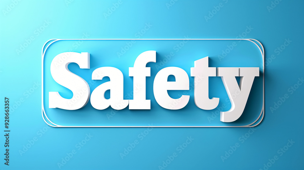 3d word safety illustrated on a calming blue background, evoking feelings of security and safety 3d word safety illustrated on a calming blue background, evoking feelings of security and safety