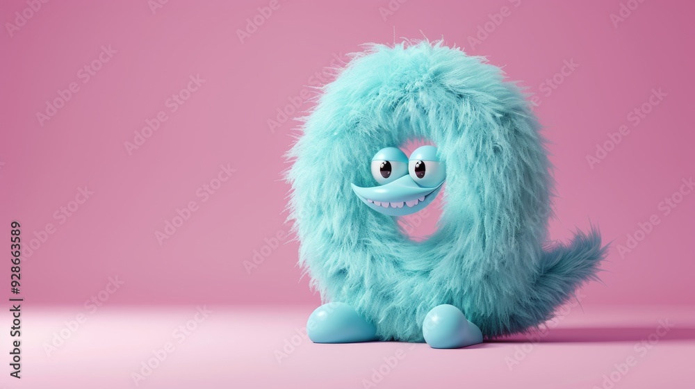 Blue 3D Fluffy Letter Q with pink background. Blue 3D Fluffy Letter Q with pink background.