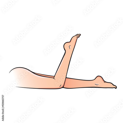 Smooth female legs in a relaxed position on a plain background