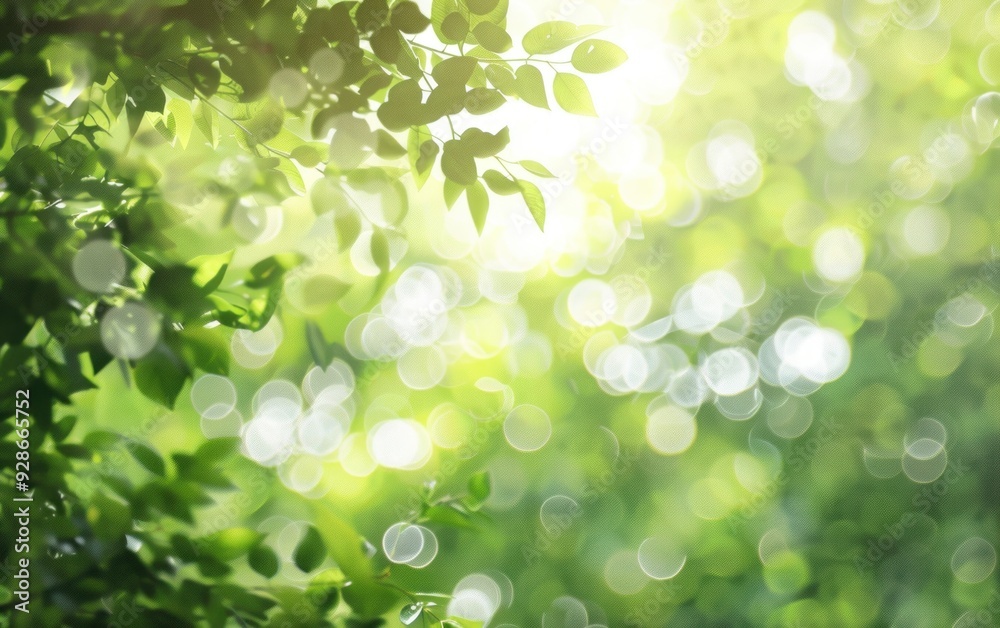 Sunlit Green Foliage with Bokeh Background Sunlit Green Foliage with Bokeh Background