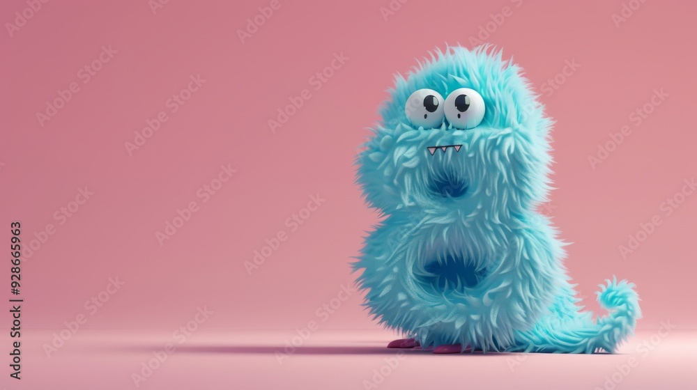 Blue 3D Fluffy Number 8 with pink background. Blue 3D Fluffy Number 8 with pink background.