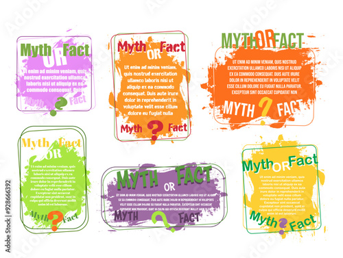 Exploring myths and facts through colorful graphic designs showcasing different statements about health and wellness