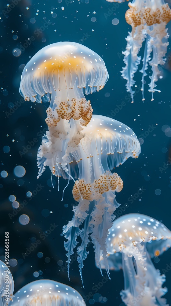 Obraz premium Digital fantasy sunshine jellyfish illustration poster background