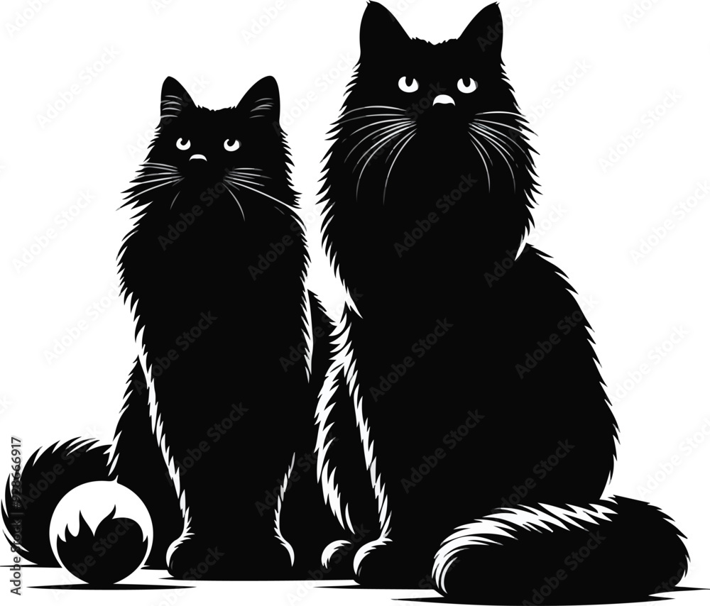 Obraz premium silhouette cats vector