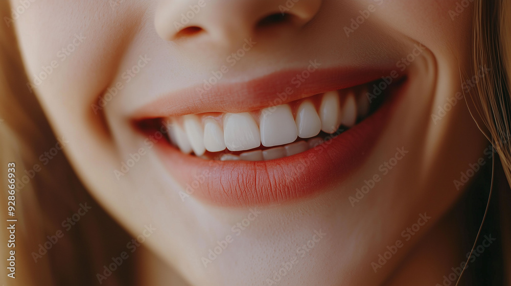 Close Up of a Person's Natural Smile Showcasing Healthy Teeth and Natural Lips During Bright Daylight
