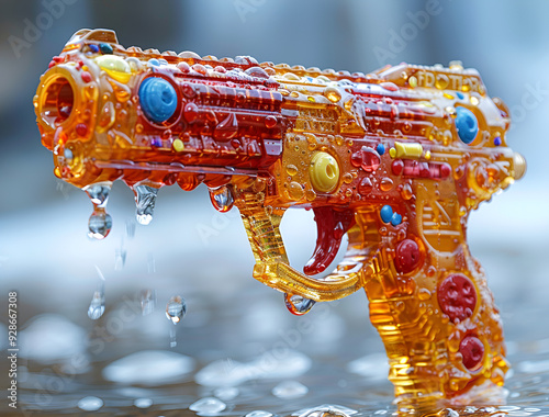 Water gun Game isolated on blurbackground
 photo