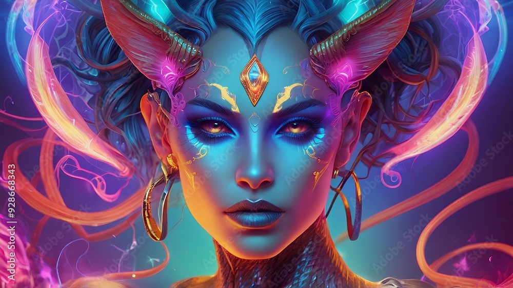 a charming demon woman with glowing skin a charming demon woman with glowing skin