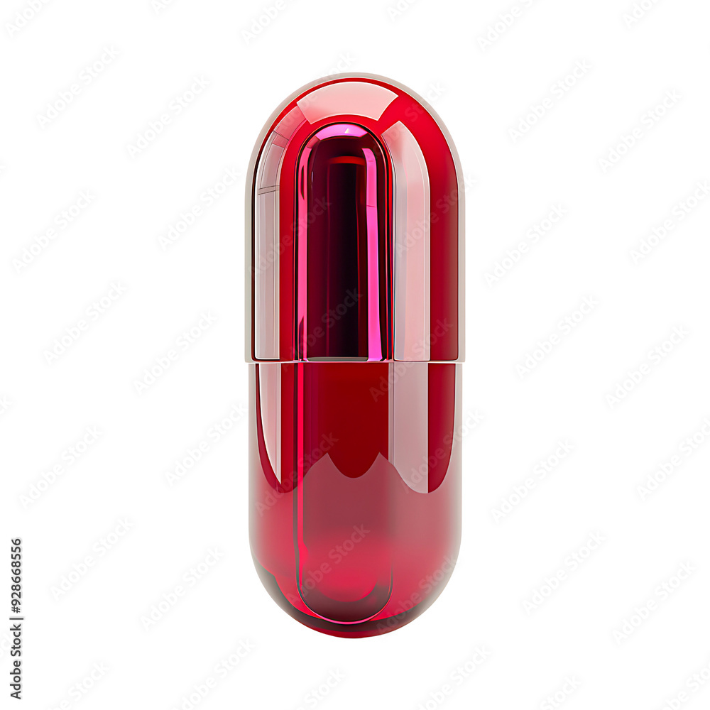 Red isolated on transparency PNG background, glossy capsule pill with a reflective surface, perfect for illustrating pharmaceutical, medical, health, or supplement-related content, Red isolated on transparency PNG background, glossy capsule pill with a reflective surface, perfect for illustrating pharmaceutical, medical, health, or supplement-related content,