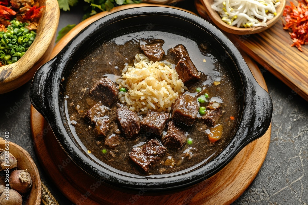 Pasuruan Black Soup, This version from Pasuruan, East Java, is similar to other East Javanese rawon but may include unique local spices and ingredients, giving it a distinct flavor. Pasuruan Black Soup, This version from Pasuruan, East Java, is similar to other East Javanese rawon but may include unique local spices and ingredients, giving it a distinct flavor.