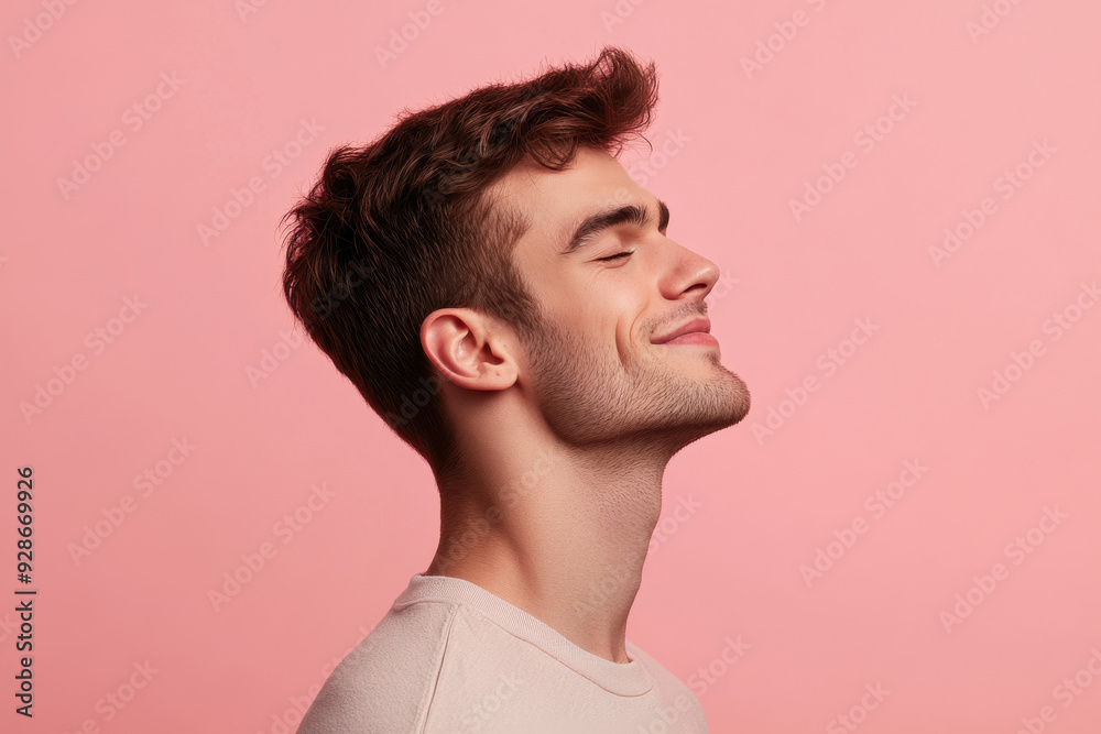Fototapeta premium A close up of a man's face with his eyes closed