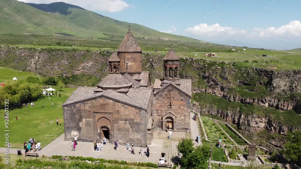 Aerial view of the ancient monastery of Saghmosavank in Armenia. Aerial view of the ancient monastery of Saghmosavank in Armenia.