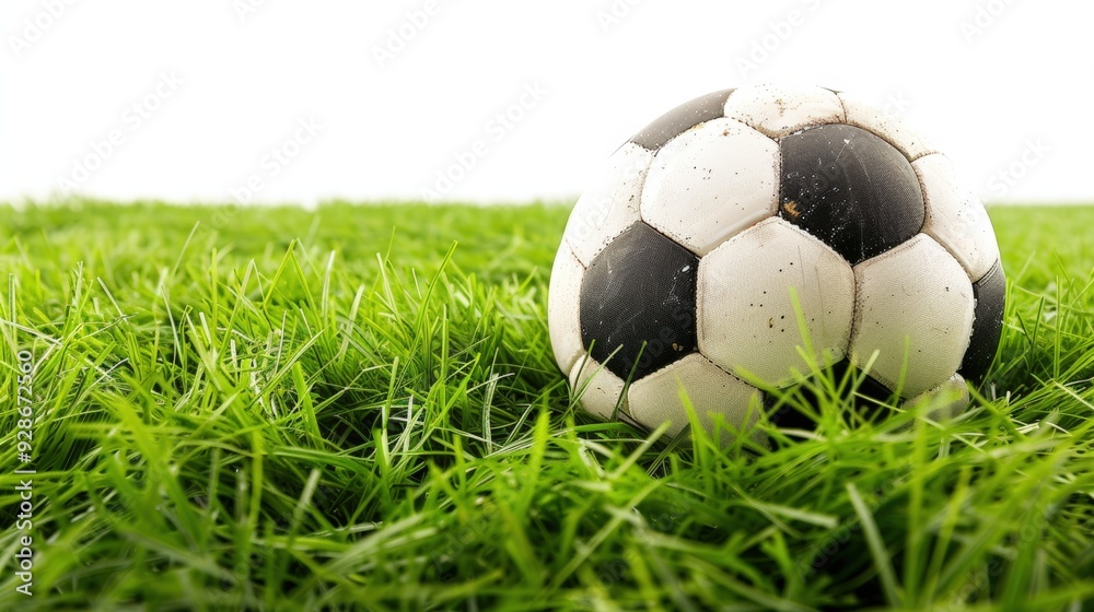 Fototapeta premium Soccer ball in green grass