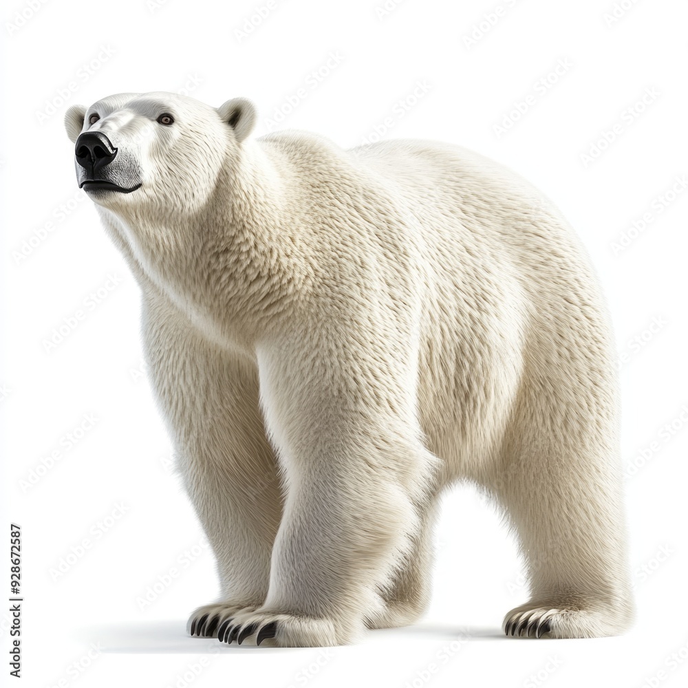 Fototapeta premium A Polar Bear Standing Tall on a White Background