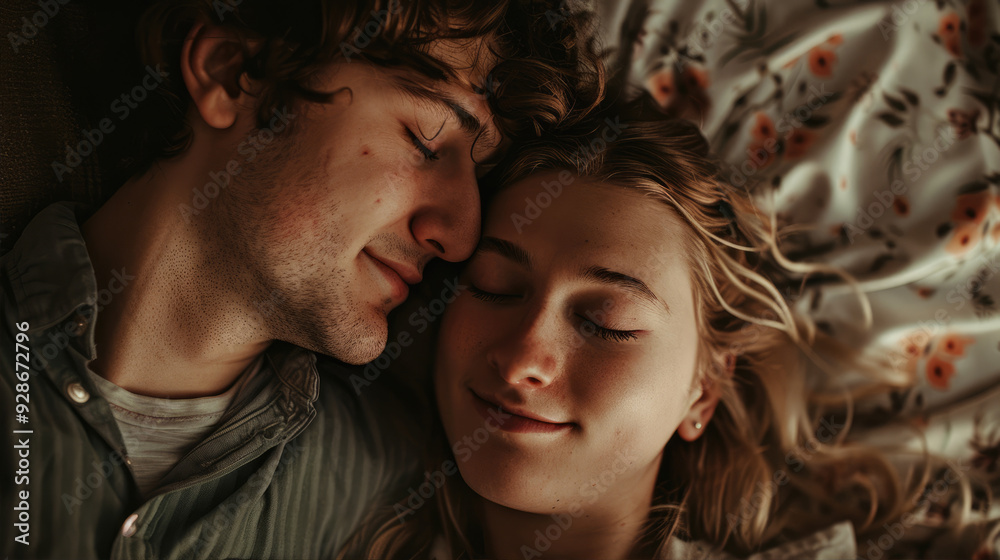 Couple peacefully sleeping together in bed Couple peacefully sleeping together in bed